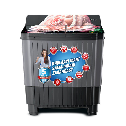 Intex 8 KG Semi-Automatic Washing Machine (Black & Grey) - SA80GBFG